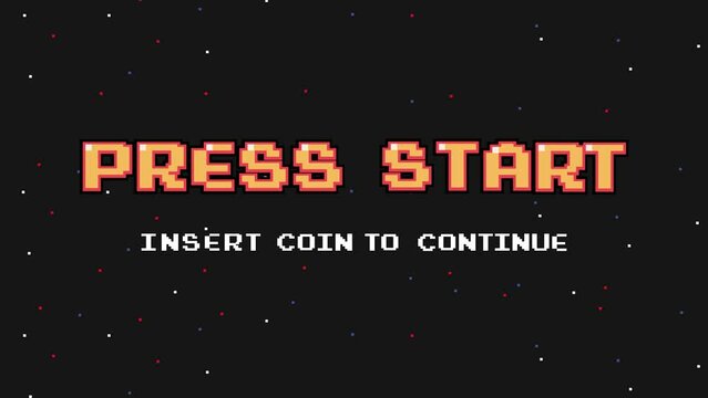 PRESS START INSERT A COIN TO CONTINUE .pixel art .8 bit game.retro game. for game assets 