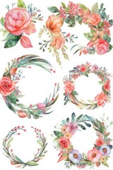 set of floral elements