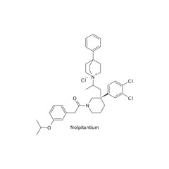 Nolpitantium flat skeletal molecular structure Neurokinin receptor antagonist NKI1 drug used in Ulcerative colitis treatment. Vector illustration scientific diagram.