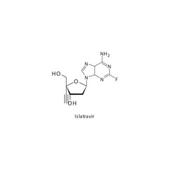 Islatravir  flat skeletal molecular structure Reverse-transcriptase inhibitor drug used in HIV treatment. Vector illustration scientific diagram.