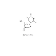 Censavudine  flat skeletal molecular structure Reverse-transcriptase inhibitor drug used in HIV treatment. Vector illustration scientific diagram.