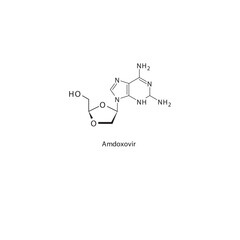 Amdoxovir  flat skeletal molecular structure Reverse-transcriptase inhibitor drug used in HIV treatment. Vector illustration scientific diagram.