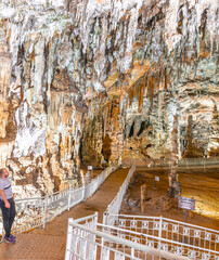 Beni Add cave, Ain Fezza, Tlemcen, Algeria. Interior view with its marvelous colorful stalagmites...