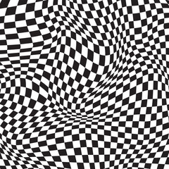 Wavy checkered flag background. Vector illustration