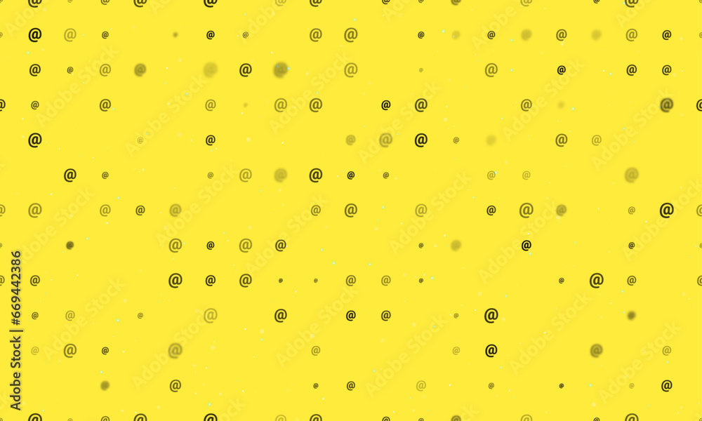 Poster seamless background pattern of evenly spaced black at symbols of different sizes and opacity. vector