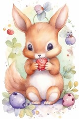 Obraz na płótnie Canvas Squirrel with cupcake