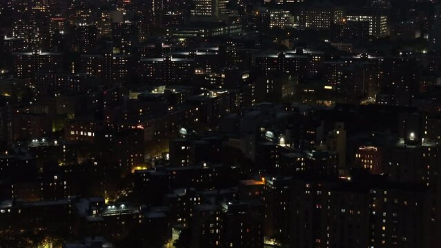 Aerial view of Harlem at night