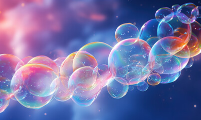 Obraz premium Abstract background with small and large soap bubbles.