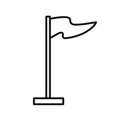 Triangular flappy flag on flagpole vector icon illustration isolated on square white background. Simple flat outlined black and white monochrome cartoon art styled drawing.