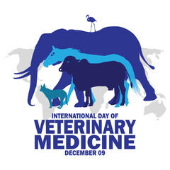 International Day of Veterinary Medicine Vector illustration. December 9. Design template for banner, poster, flyer