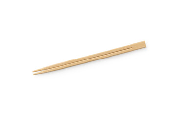 Top view of pair of wooden chopsticks isolated on white