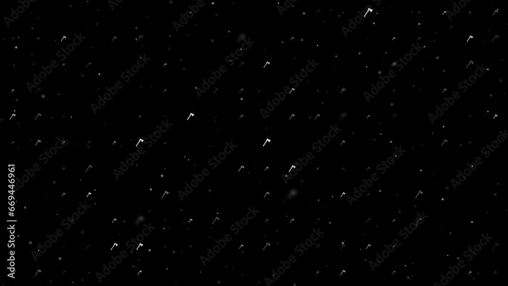 Poster template animation of evenly spaced ax symbols of different sizes and opacity. animation of transpar