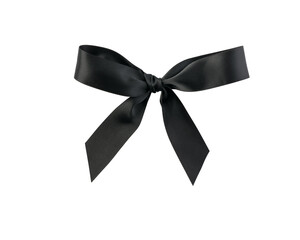 Black ribbon bow isolated on white background