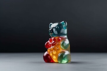 Colorful candy bear on plain surface. Generative AI
