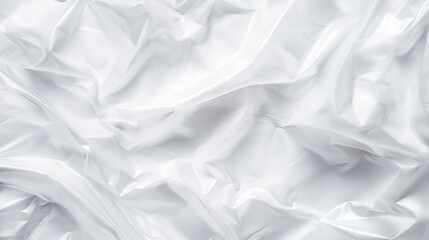 Obraz premium Transparent white glossy wrinkled plastic texture. Crumpled thin plastic backdrop. Generative AI