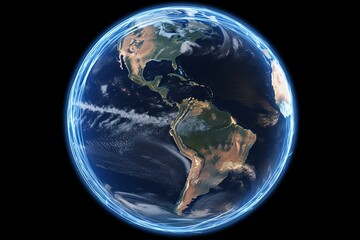 Satellite view of Earth's orbit. Generative AI