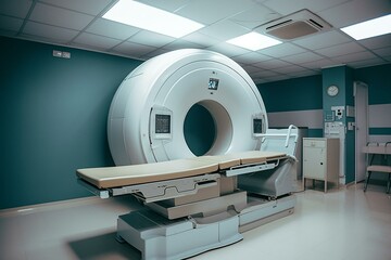 Hospital CT scanner. Generative AI