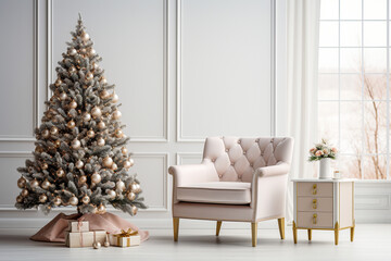 Modern interior design wall mockup with copy space