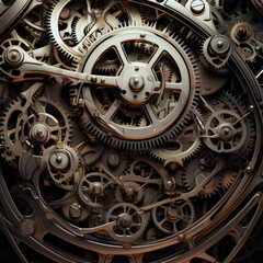 Futuristic Mechanical Background With Gears And Mechanisms Created Using Artificial Intelligence
