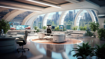 high-tech immersive ar office interior