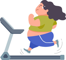 vector hand drawn about fat woman intends to run to lose weight.