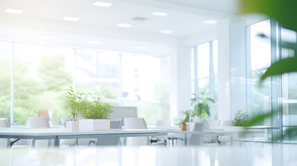 White clear blurred empty office background. Light office for conversations or business meetings