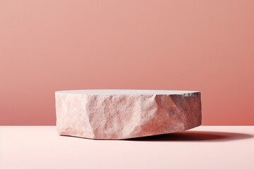 Obraz premium Stone podium product on pastel pink background. 3d rendering. generative ai.