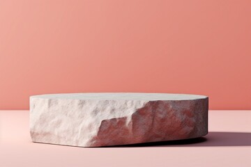 Fototapeta na wymiar Stone podium product on pastel pink background. 3d rendering. generative ai.