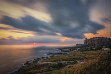 Foto op Aluminium View from Macari viewpoint in Sicily near San Vito Lo Capo, Trapani Sicily. Sunset time, long exposure picture. June 2023 © Сергій Вовк