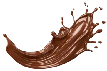 Gordijnen Dark chocolate splash 3d rendering. © Anusorn