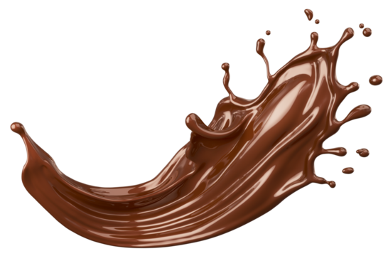 Dark chocolate splash 3d rendering.