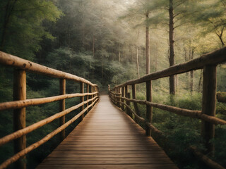 Obraz premium wooden bridge in the forest