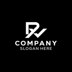 Letter VR RV Simple Monogram Logo