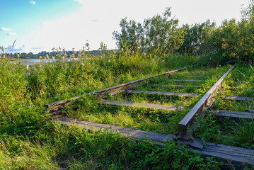 An abandoned railway in Koivusaari Island by Rovaniemi in Lapland, Finland