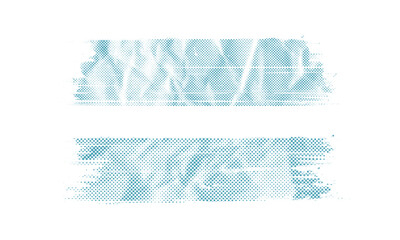 Dotted Halftone Pattern Collage Paper Cut Out Texture Vector Brush Strokes Set with Transparent Background