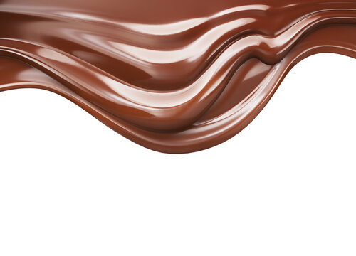 Melted brown chocolate dripping on white background, with clipping path 3D illustration.