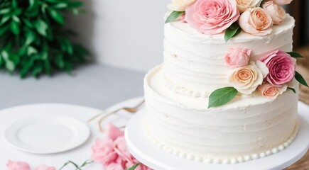 Obraz na płótnie Canvas wedding cake on white background, sweet cake on white, delicious wedding cake, designed cake