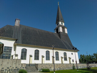 Fototapeta na wymiar The Rovaniemi Church in the city center of Rovaniemi in Lapland, Finland
