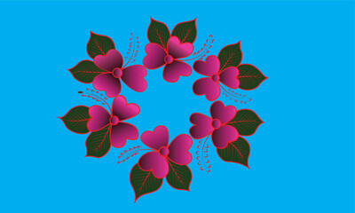 Dusty pink and cream rose, peony, hydrangea flower, tropical leaves vector garland wedding