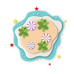 Blue beach Paper illustration