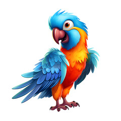 Cute 3d macaw parrot isolated on transparent background, Rio parrot, PNG