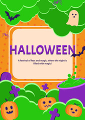 Halloween posters vector with a set of halloween icons for banners