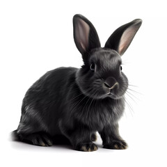 Obraz premium Adorable Petite Bunny: A Charming black Rabbit Isolated on White Background
