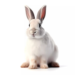 Obraz premium Adorable Petite Bunny: A Charming White beige Rabbit Isolated on White Background