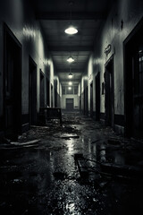 abandoned psychiatric center - obrazy, fototapety, plakaty