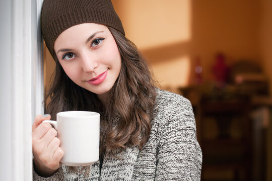 Smiling happy attractive brunette woman.