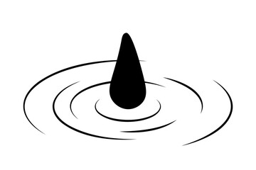 Falling drop of water. Waves on the water. Vector. Illustration