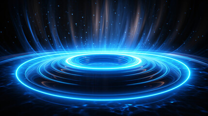 Blue technological round swirl background, internet futurism concept