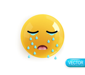 Fototapeta premium Emotion Realistic 3d Render. Icon Smile Emoji. Vector yellow glossy emoticons. PNG