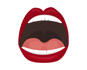 Female open mouth. Scream. Female open mouth. Scream. Facial expression. Vector. Illustration